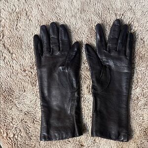 Saks Fifth Avenue Dark Leather Gloves